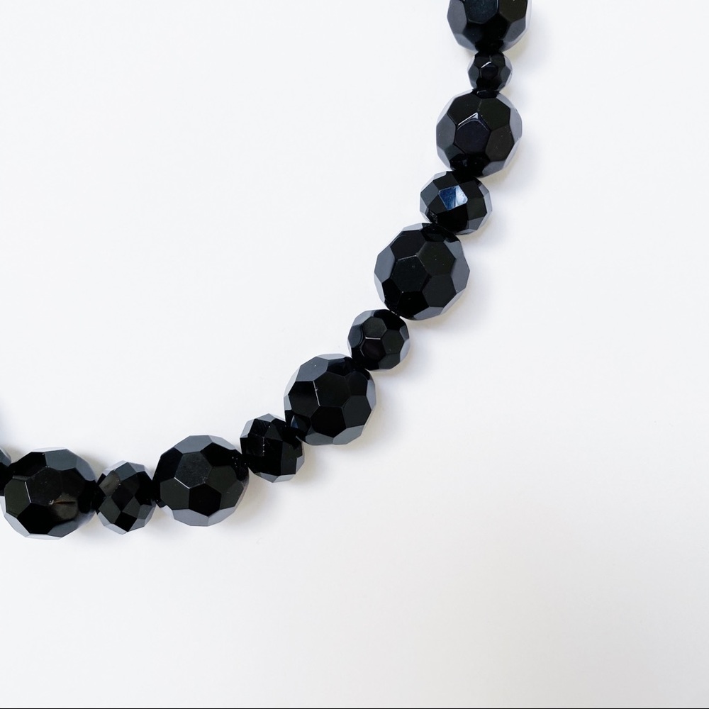 Chunky Faceted Bead Statement Necklace Black - Picture 2 of 6
